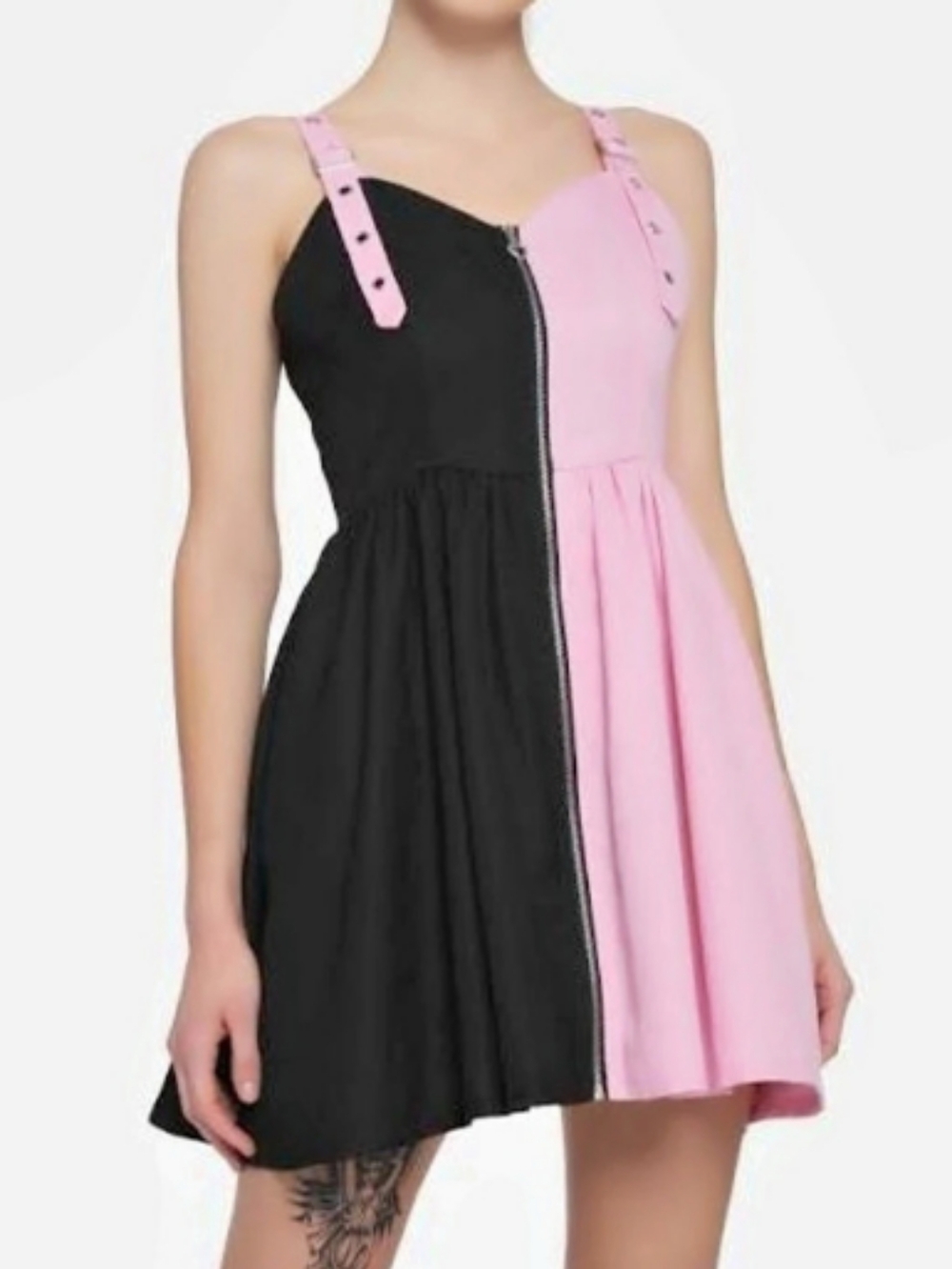 Hot Topic Pink & Black Split Sweetheart Dress Mini Dress